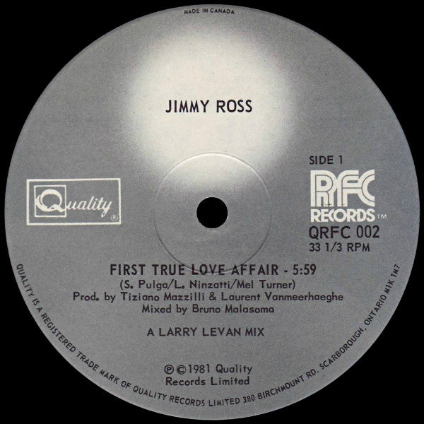 Jimmy Ross – First True Love Affair  (Vinilo usado)  (VG+)