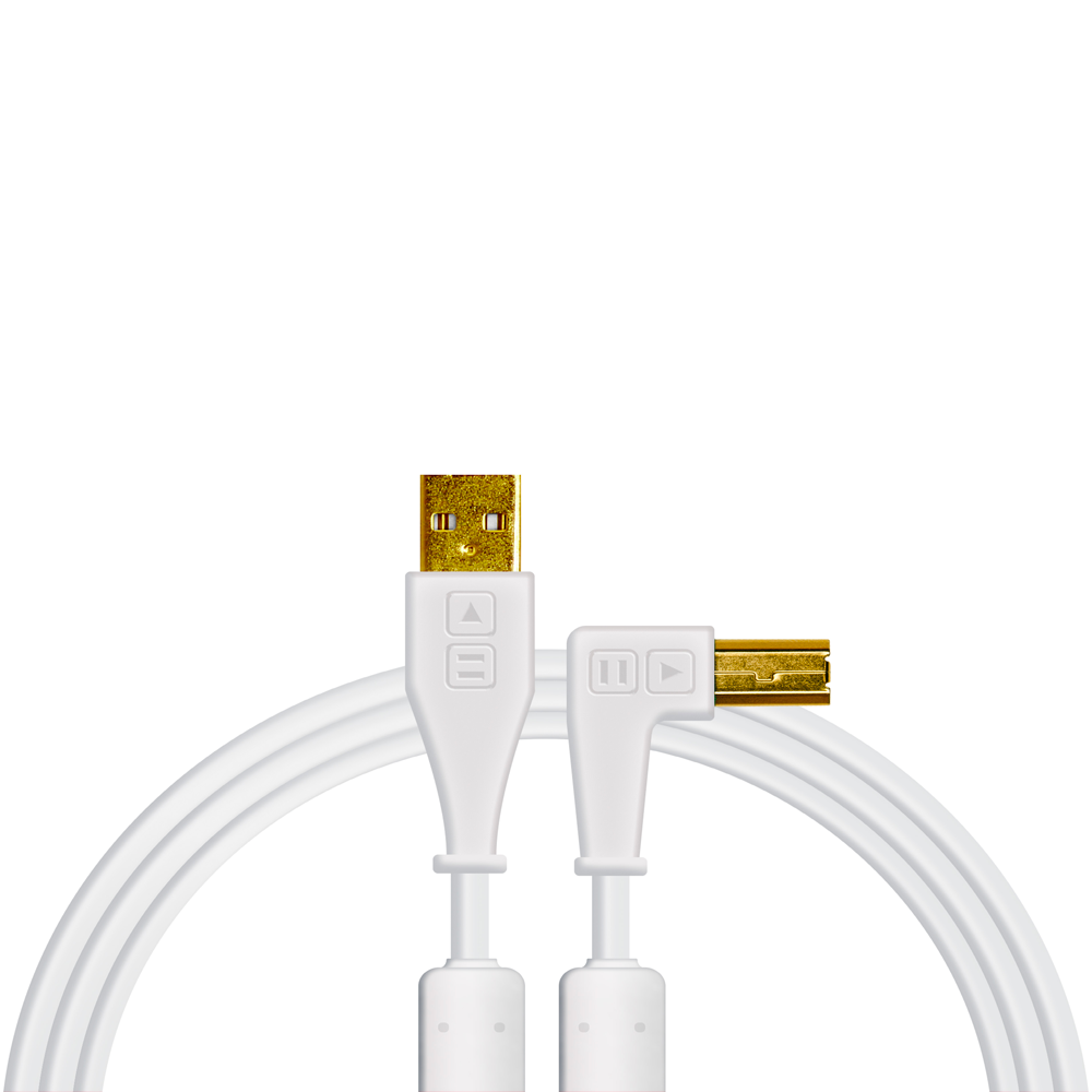 Cable USB-A a USB-B 1.5 Metros Angulo Blanco  Chroma Cables DJ Techtools