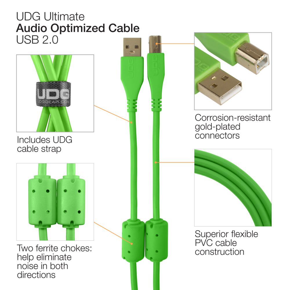 Cable USB-B a USB-A 1 Metro Verde U95001GR UDG