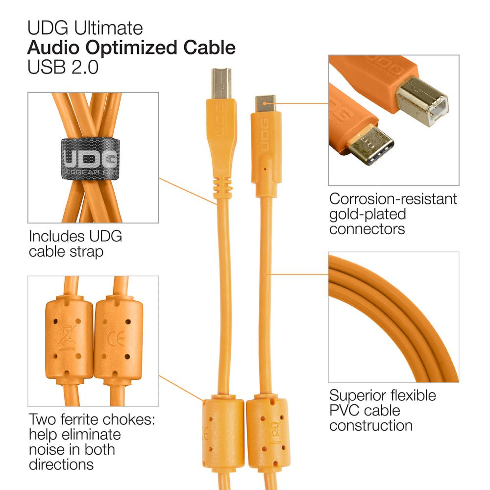 Cable USB-B a USB-C 1.5 Metros Naranjo U96001OR UDG