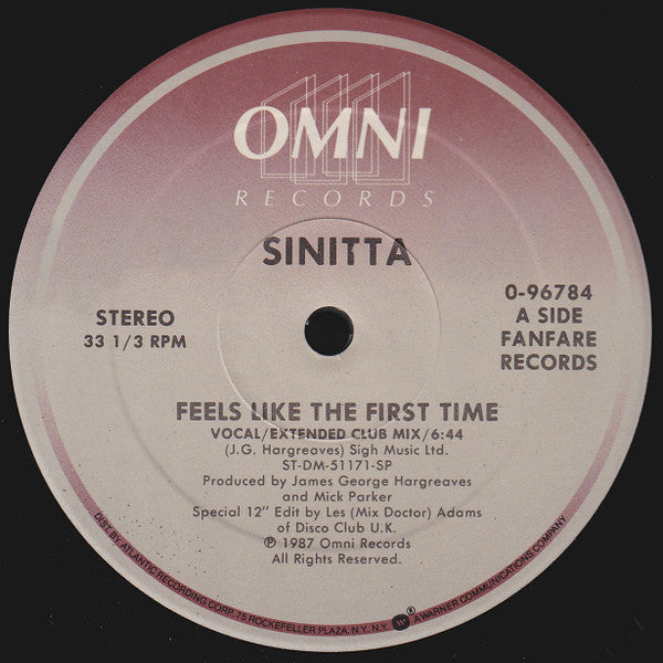 Sinitta – Feels Like The First Time  (Vinilo usado)  (VG+)