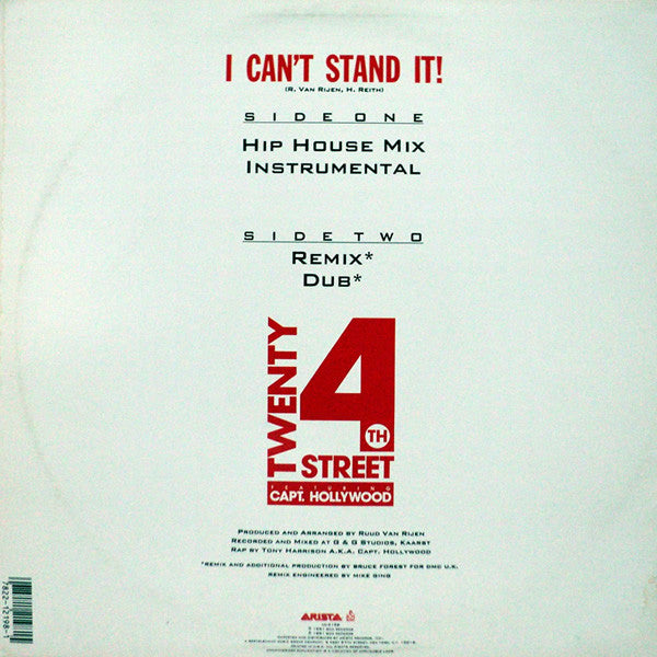 Twenty 4 Seven Feat. Capt. Hollywood - I Can't Stand It! Reacondicionado - Vinilo 12" (1990)