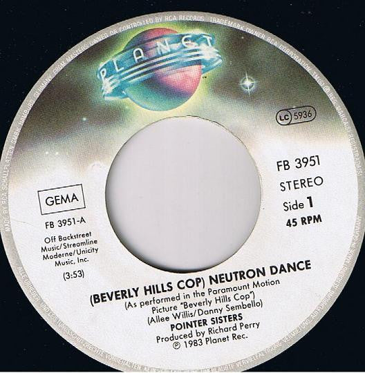 Pointer Sisters - Neutron Dance - Vinilo 7" 45 RPM Reacondicionado