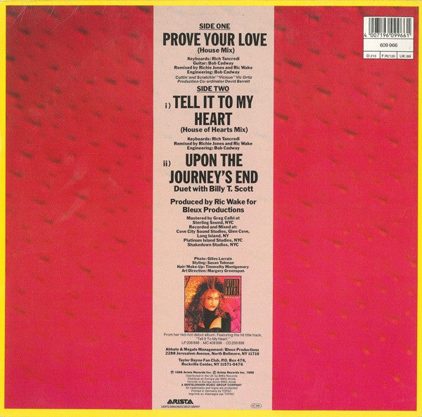 Taylor Dayne - Prove Your Love (House Mix) Reacondicionado - Vinilo 12" (1988)