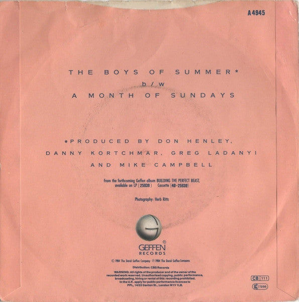 Don Henley - The Boys Of Summer - Vinilo 7" 45 RPM Reacondicionado