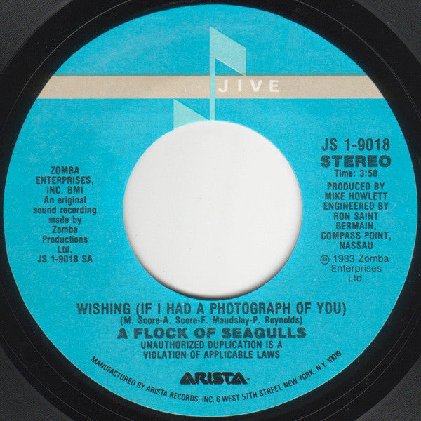A Flock Of Seagulls - Wishing (If I Had A Photograph Of You) - Vinilo 7" 45 RPM Reacondicionado