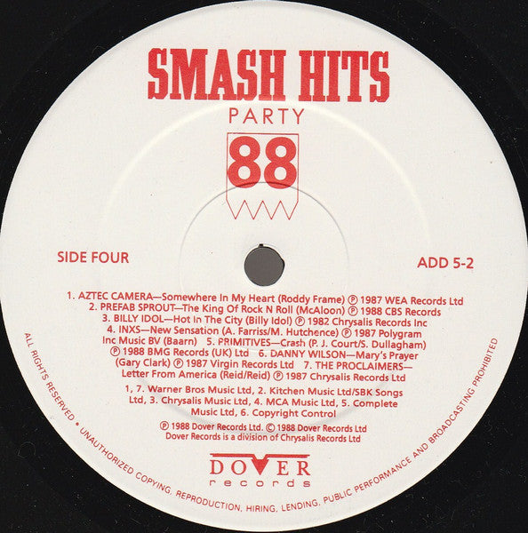 Various - Smash Hits Party 88 - 2xVinilo LP Compilation Reacondicionado