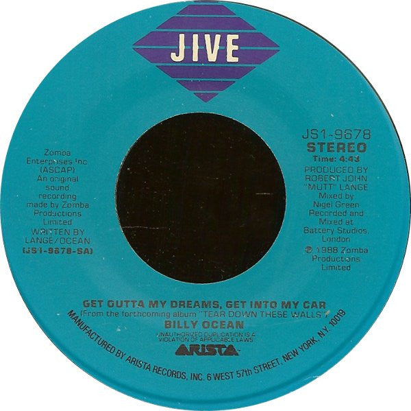 Billy Ocean - Get Outta My Dreams, Get Into My Car - Vinilo 7 Reacondicionado