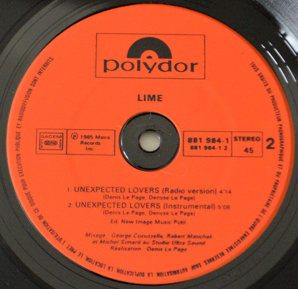 Lime - Unexpected Lovers Reacondicionado - Vinilo 12" (1985)