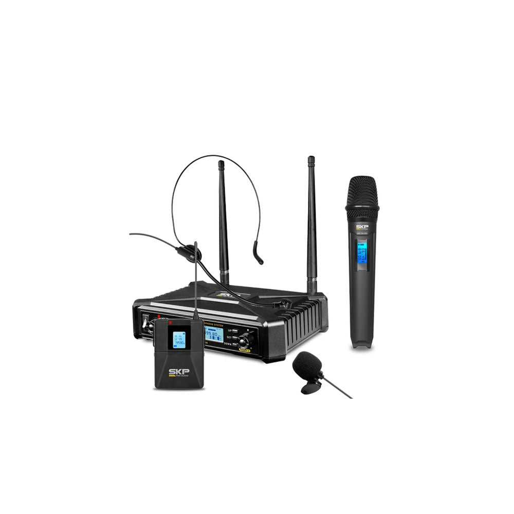 Set de Micrófono inalámbrico mano y cintillo UHF 700 PRO SKP