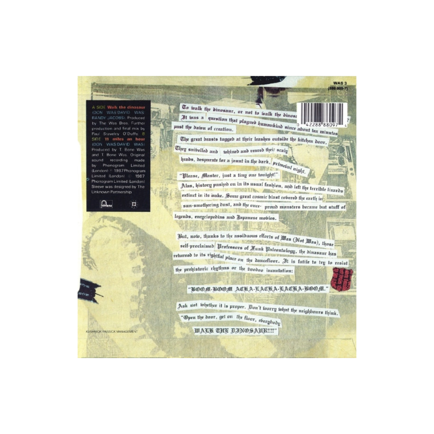 Was (Not Was) – Walk The Dinosaur | 7" Single Vinilo Reacondicionado