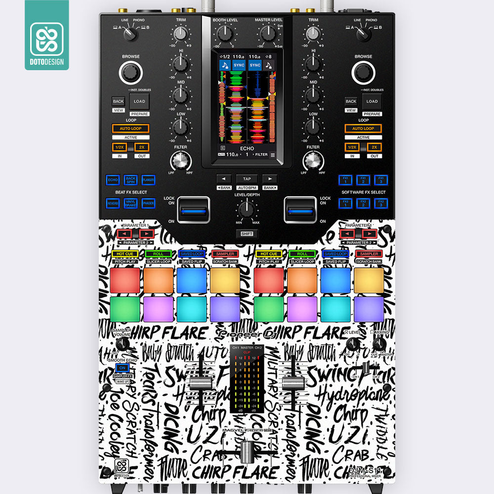 Skin DJM-S11 Scratch Style Blanco Doto Desing