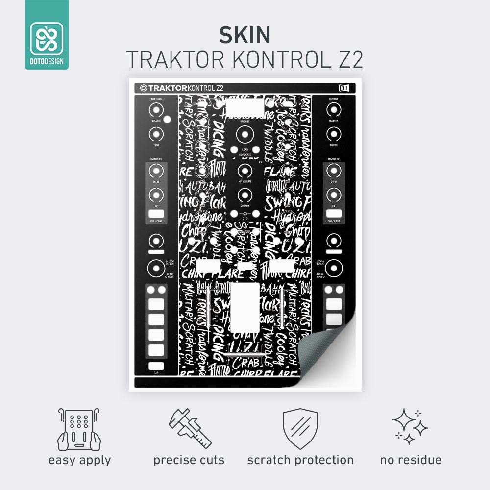 Skin Traktor Kontrol Z2 Scracth Style Negro Doto Desing
